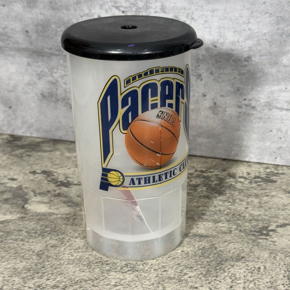 Vintage Indiana Pacer NBA Plastic Travel Mug Cup 90s USA - Picture 1 of 4